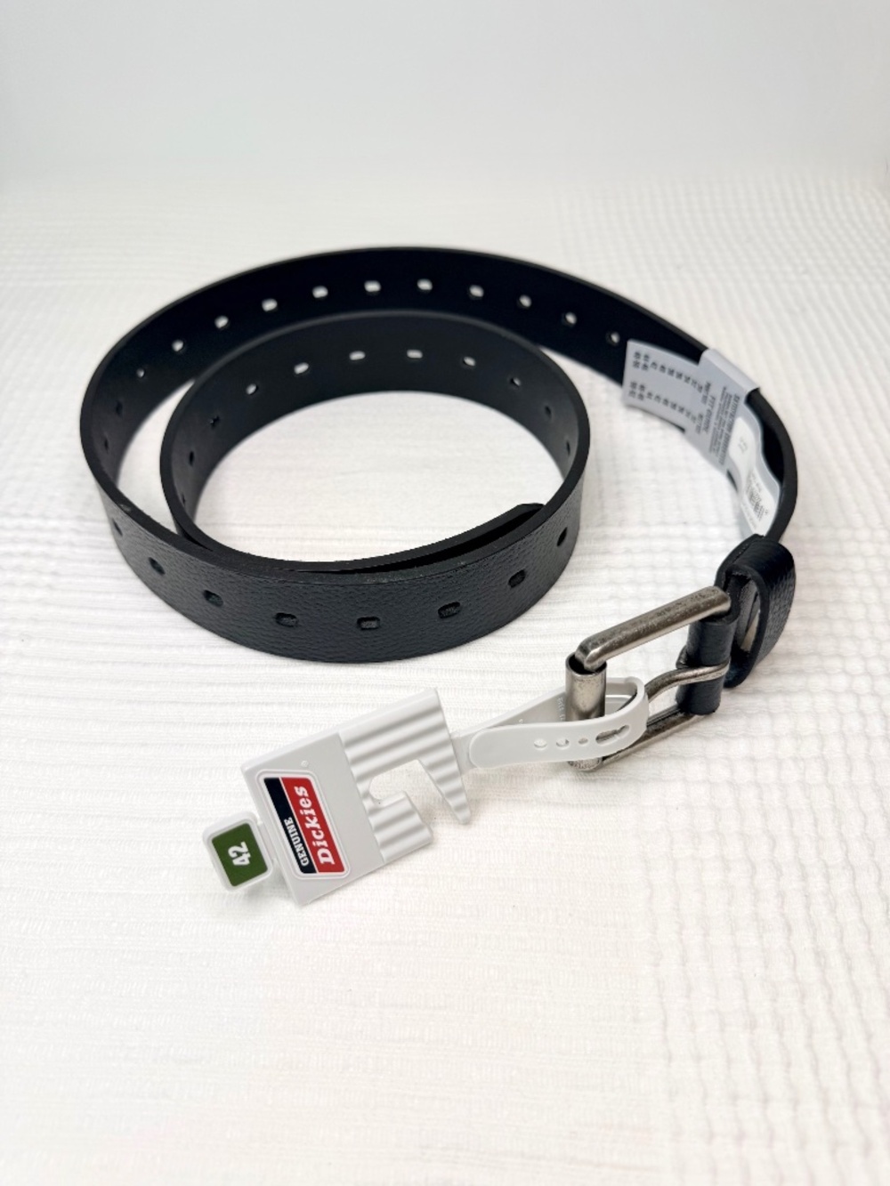 Genuine Dickies Men's Black Fully Adjustable Perforated Leather Belt, 42